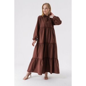 HAKKE Women's Collar Lace-up Hijab Dress