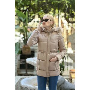 HAKKE Sheepskin Hooded Jacket with Pockets in the Front.