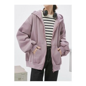 K&H TWENTY-ONE Women's Lilac Purple Hooded Detail Zippered Cardigan.