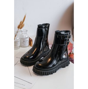 Children's lacquered shoes with buckles black Chloraia