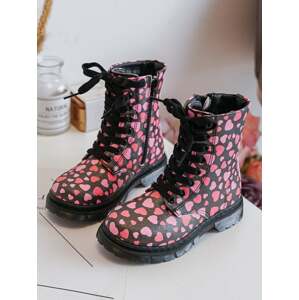 Insulated children's ankle boots with zipper, black-pink Dolida