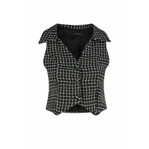 Trendyol Black Fitted Woven Vest with Silvery Fabric
