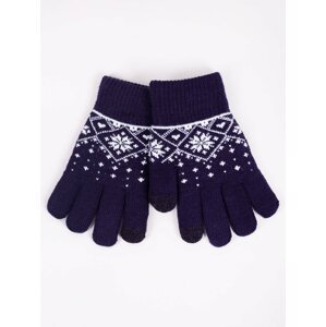 Yoclub Kids's Girl's Five-Finger Touchscreen Gloves RED-0019G-AA5C-001 Navy Blue