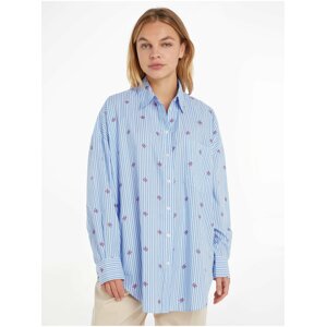 Blue Striped Oversize Shirt Tommy Hilfiger - Women