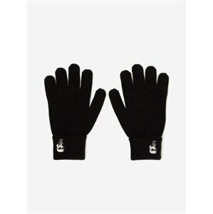 Black women's gloves with mixed wool KARL LAGERFELD - Women's