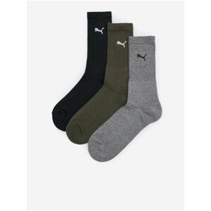 Set of three pairs of socks in gray, black and khaki color Puma Crew - Women