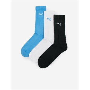 Set of three pairs of socks in black, white and blue Puma Crew - Women