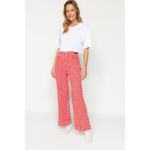 Trendyol Red Cotton Striped Knitted Pajamas Bottoms