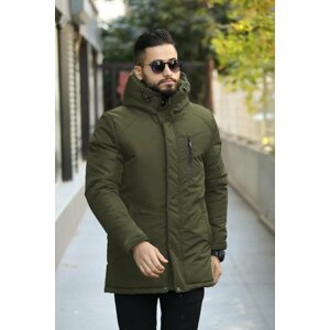 D1fference Men's Khaki Shearling Winter Coats & Coats & Parka With A Hood Water And Windproof.