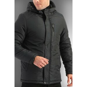 D1fference Men's Black Shearling Hooded Water and Windproof Sports Winter Coat & Coat & Parka