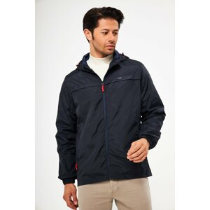 D1fference Men's Navy Blue Water-Resistant Hooded Raincoat with Pocket.