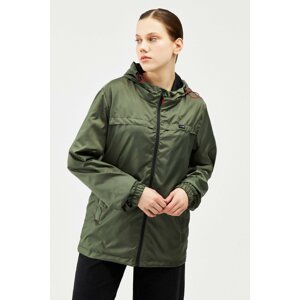 D1fference Women's Khaki Inner Lined Waterproof Hooded Raincoat with Pocket.