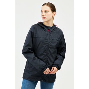 D1fference Women's Navy Blue Inner Lined Waterproof Hooded Raincoat with Pocket.