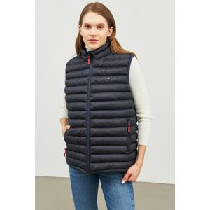 D1fference Women's Regular Fit Navy Blue Inflatable Vest. Lined, Waterproof And Windproof.