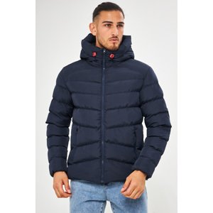 D1fference Men's Navy Blue Hooded Water And Windproof Inflatable Winter Coat.