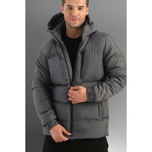 D1fference Men's Anthracite Interior Thick Lined Hooded Waterproof Inflatable Sports Winter Coat.