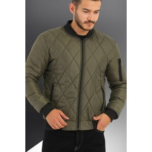D1fference Men's Khaki Waterproof And Windproof Quilted Patterned Sports Jacket.