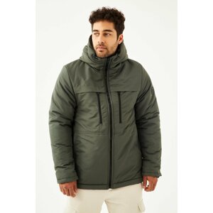 D1fference Men's Khaki Shearling Water And Windproof Hooded Winter Sports Coat & Parka