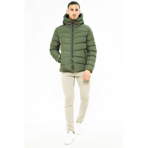 D1fference Men's Khaki Hooded Water And Windproof Inflatable Winter Coat.