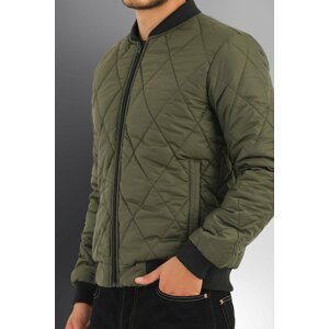 D1fference Men's Khaki College Collar Waterproof And Windproof. Quilted Patterned Fiber-Filled Sports Jacket.