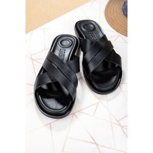 Ducavelli Bande Genuine Leather Men's Slippers, Genuine Leather Slippers, Orthopedic Sole Slippers, Leather Slippers.