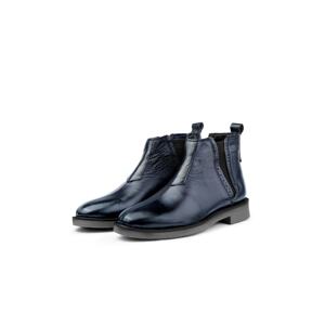 Ducavelli Leeds Genuine Leather Chelsea Daily Boots With Non-Slip Soles, Navy Blue.