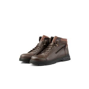 Ducavelli Ankle Genuine Leather Lace-up Rubber Sole Men's Boots, Zippered Boots.