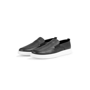 Ducavelli Seon Genuine Leather Men's Casual Shoes, Loafers, Summer Shoes, Light Shoes Black.