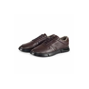 Ducavelli Lace Genuine Leather Shearling Orthopedic Men's Shoes Brown.