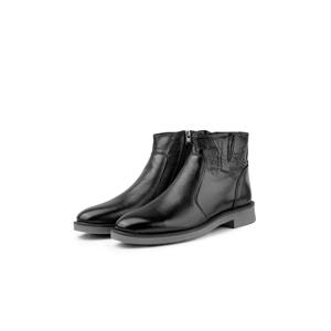 Ducavelli Bristol Genuine Leather Non-Slip Sole Zippered Chelsea Daily Boots Black