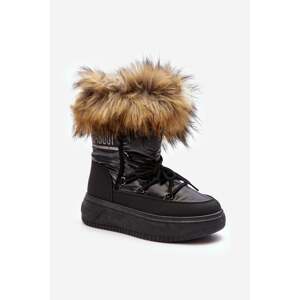 Women's snow boots with fur on the platform black Nabilla