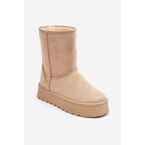 Beige women's snow boots Abrams with fur
