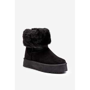 Women's snow boots with fur black rainsa