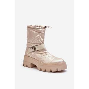 Women's boots with a massive sole and a flat heel, Beige Werikse
