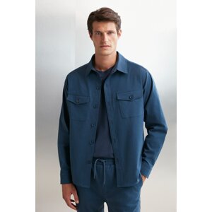 GRIMELANGE Nader Men's Woven Thick Textured Surface Covered Shirt Jacket with Pockets and Buttons