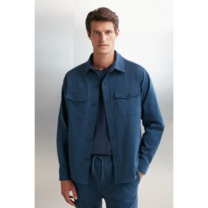 GRIMELANGE Nader Men's Woven Thick Textured Surface Covered Shirt Jacket with Pockets and Buttons