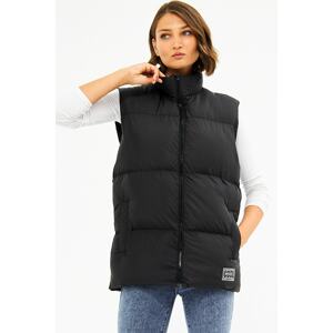 D1fference Women's Regular Fit Black Inflatable Vest With Lined Waterproof And Windproof.