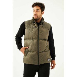 D1fference Men's Lined Water And Windproof Khaki Inflatable Vest.