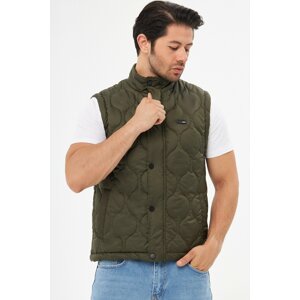 D1fference Men's Water And Windproof Onion Pattern Quilted Khaki Vest.