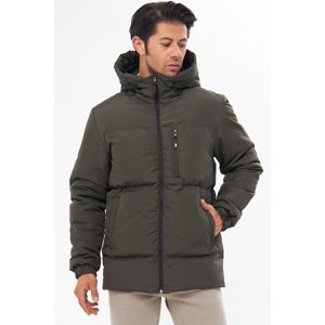 D1fference Men's Khaki Waterproof Inflatable Sports Winter Coat with Thick Lined inner lining.