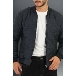 D1fference Men's Navy Blue Waterproof And Windproof Quilted Patterned Sports Jacket.
