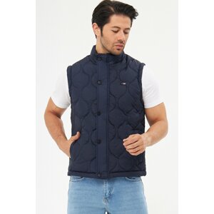 D1fference Men's Waterproof And Windproof Onion Pattern Quilted Navy Blue Vest.