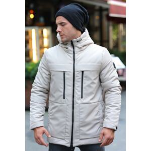 D1fference Men's Beige Shearling Water And Windproof Hooded Winter Coat & Coat & Parka