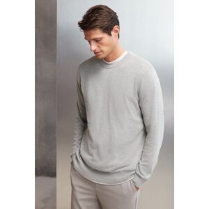 GRIMELANGE Battis Men's 50% Cotton Special Silk Touch Anti-pilling Soft Round Neck Sweate