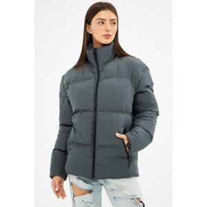 D1fference Women's Gray Waterproof And Windproof Inflatable Winter Coat With Lining.