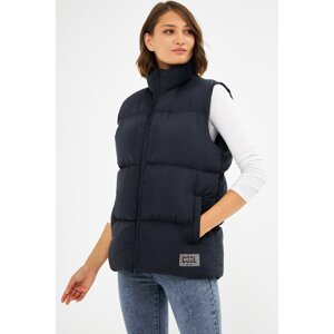 D1fference Women's Regular Fit Navy Blue Inflatable Vest. Lined, Waterproof And Windproof.