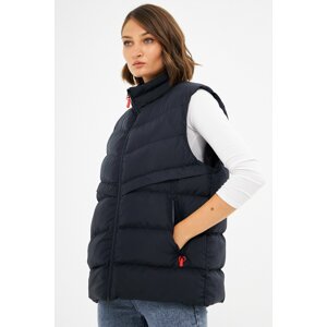 D1fference Women's Navy Blue Inflatable Vest With Lined Water And Windproof