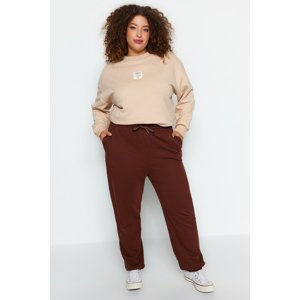 Trendyol Curve Brown Basic Jogger Knitted Elastic Cuff Sweatpants