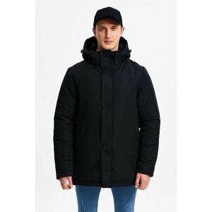 D1fference Men's Black Lined Winter Coat & Coat & Parka, Water and Windproof with Detachable Hood.
