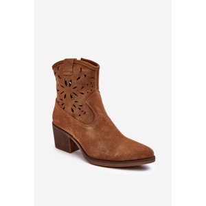 Suede Openwork D&A Camel Cowboy Boots